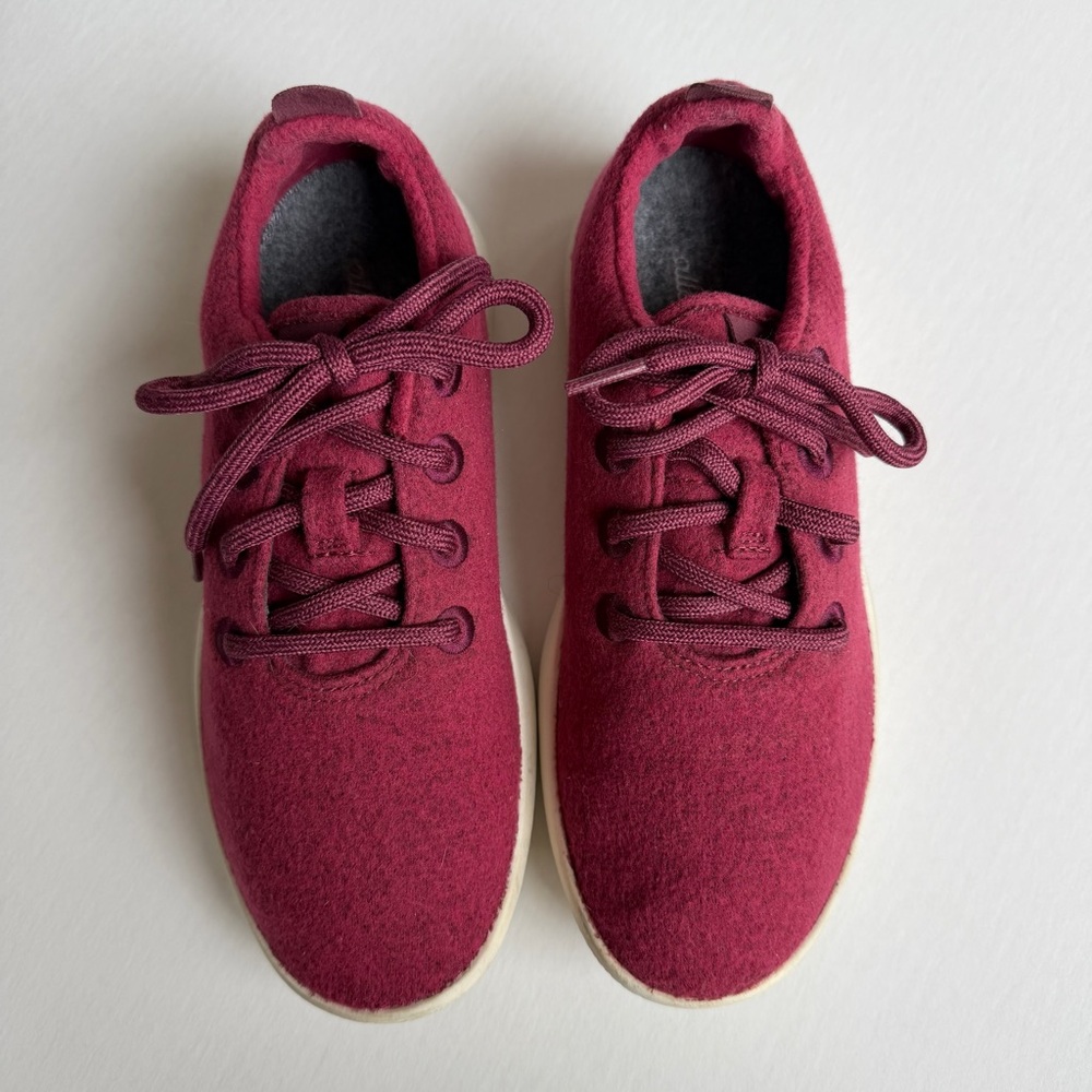 Allbirds Wool Runners Burgundy Red Women Size 8 Sneakers 0719 NV1 Merino Wool